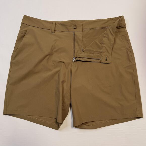 Lululemon Commission Short Mens 38 Brown Khaki Chino Golf Warpstreme Stretch - Picture 6 of 11